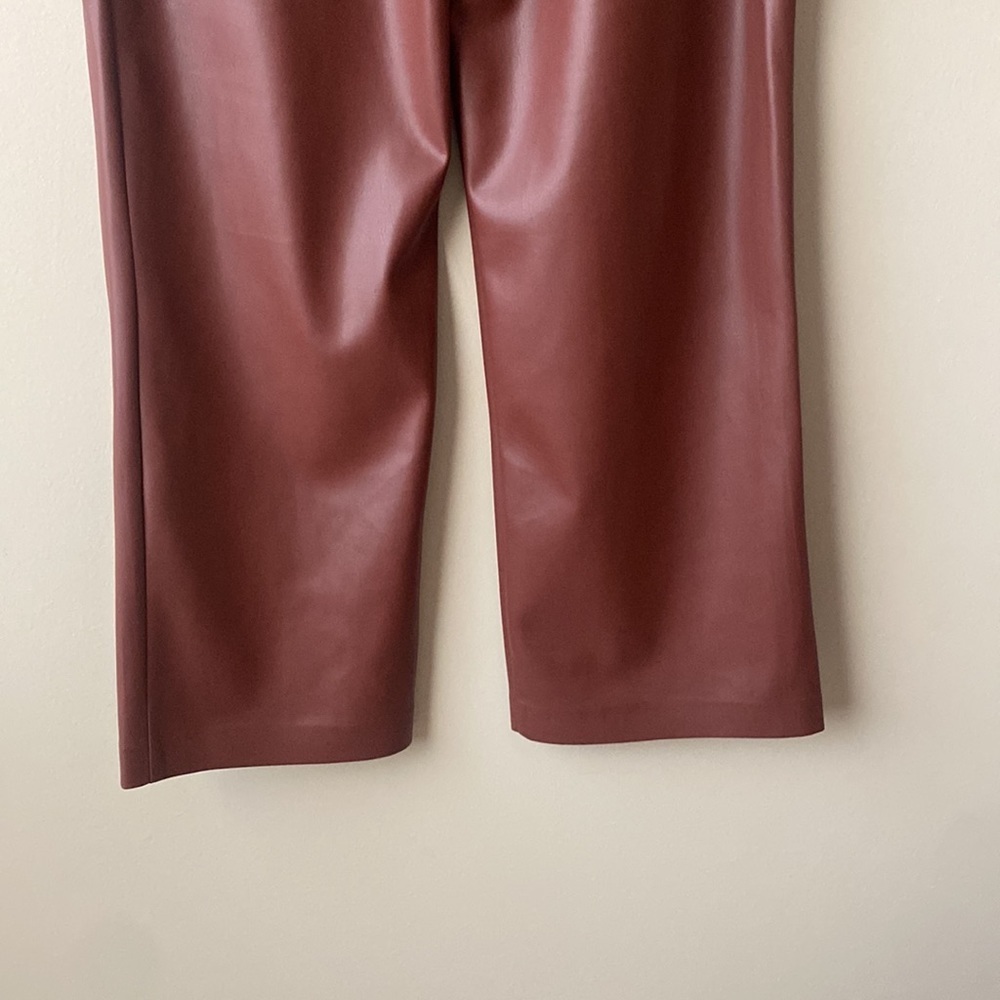 Revolve House of Harlow 1960 High Rise Faux Leather Straight Leg Trouser Pants 4 - Picture 6 of 10